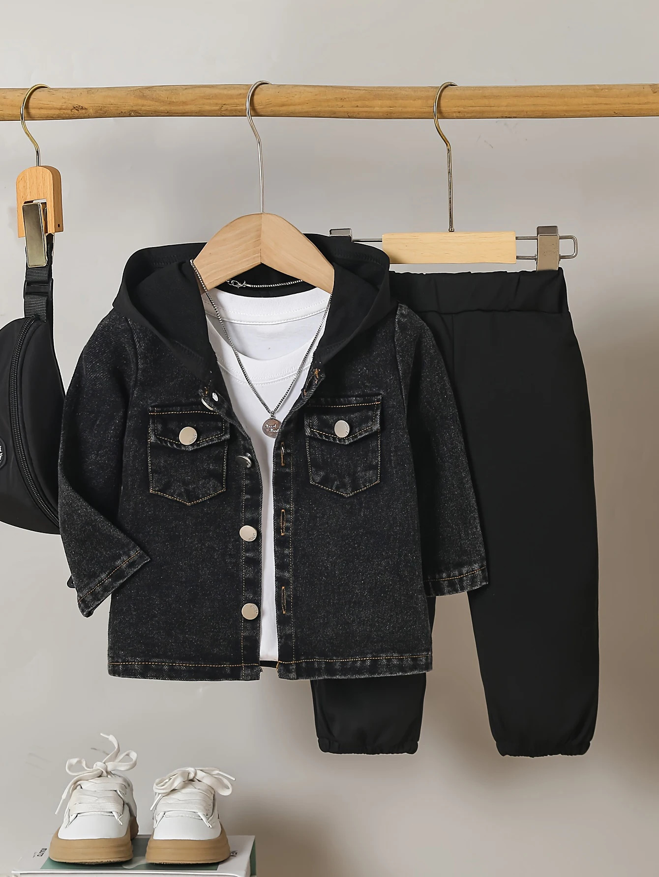 2-Piece Fall/Winter Baby Boy Trend Fashion Vintage Denim Jacket Casual Sports Sweatpants 2 Casual Outing Suit 250813
