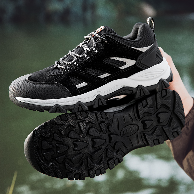 Outdoor hiking anti-skid trekking leisure sports student running men wear-resistant work shoes black