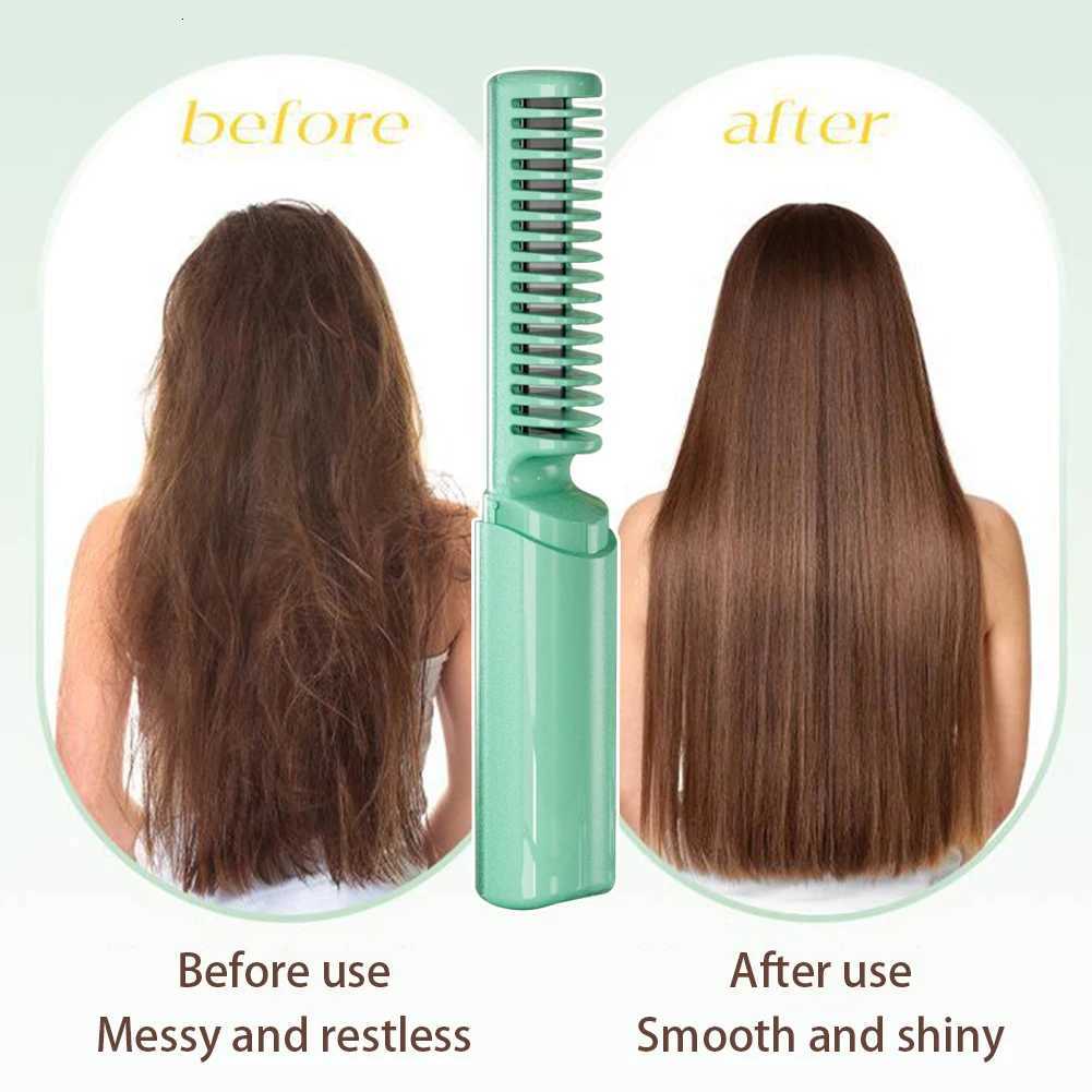 Portable Rechargeable Hair Straightening Comb Fast Heating Hairdressing Comb Hair Styling Accessories W250814