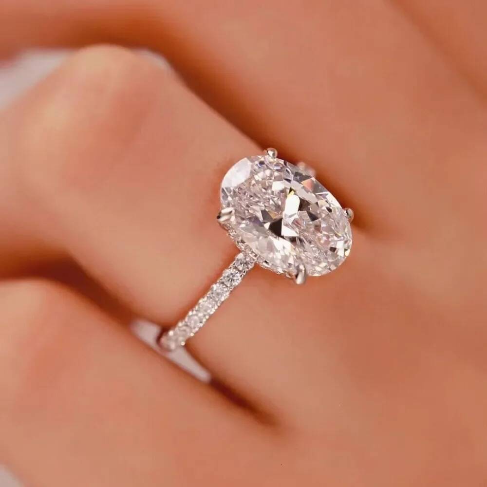 NKHOG 1-4CT Oval Cut Moissanite Rings For Women 100% S925 Silver Wedding Gift Diamond Band 18K Plated Fine Jewelry GRA Certified