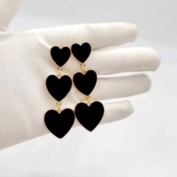 Fashionable Elegant Alloy Banquet Long Heart-shaped Enamel Earrings Women's Accessories Cross-border