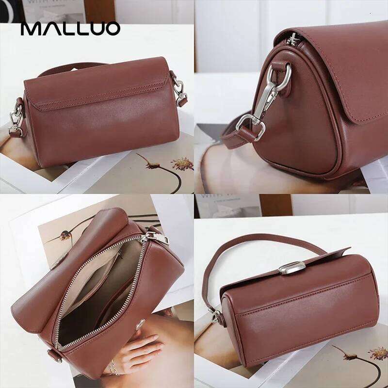 Women Cow Genuine Leather Shoulder Bags Female Fashion Designer Handbags Ladies Work Retro Cowhide Crossbody Bag For Lady