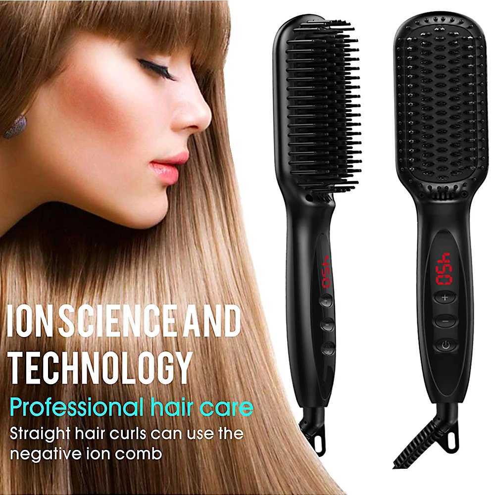 Hair Straightener Brush Comb Electric Hair Brushes Hot Comb Straightener For Hair Anti-scalding Ceramic Beard Straightener Brush W250814