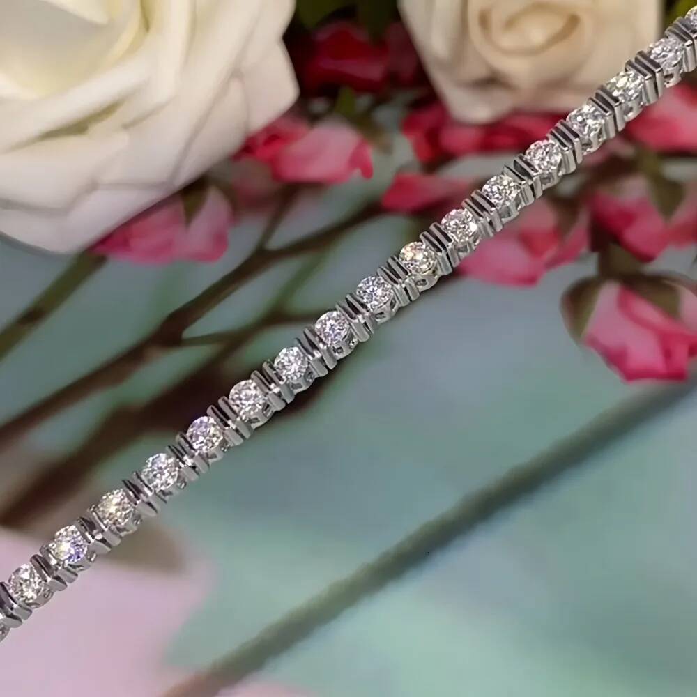 NKHOG 3mm Full Moissanite Tennis Bracelet Women Men 925 Sterling Silver Hand Chain Buckle Bangle Gift Fine Jewelry Pass Test GRA