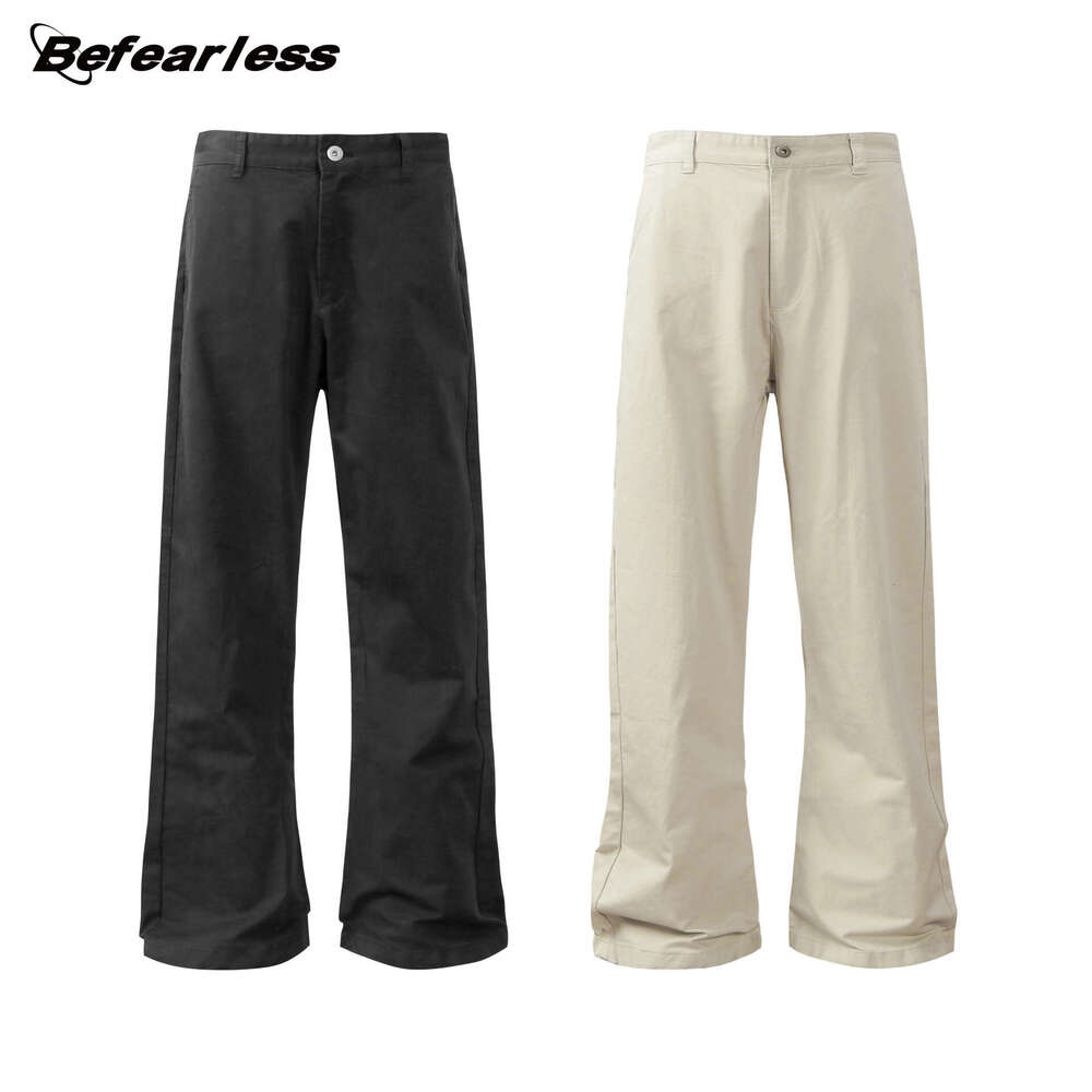 American Style Simple Curved Splicing Scimitar Long Unisex Loose Versatile Casual Flared Pants B5