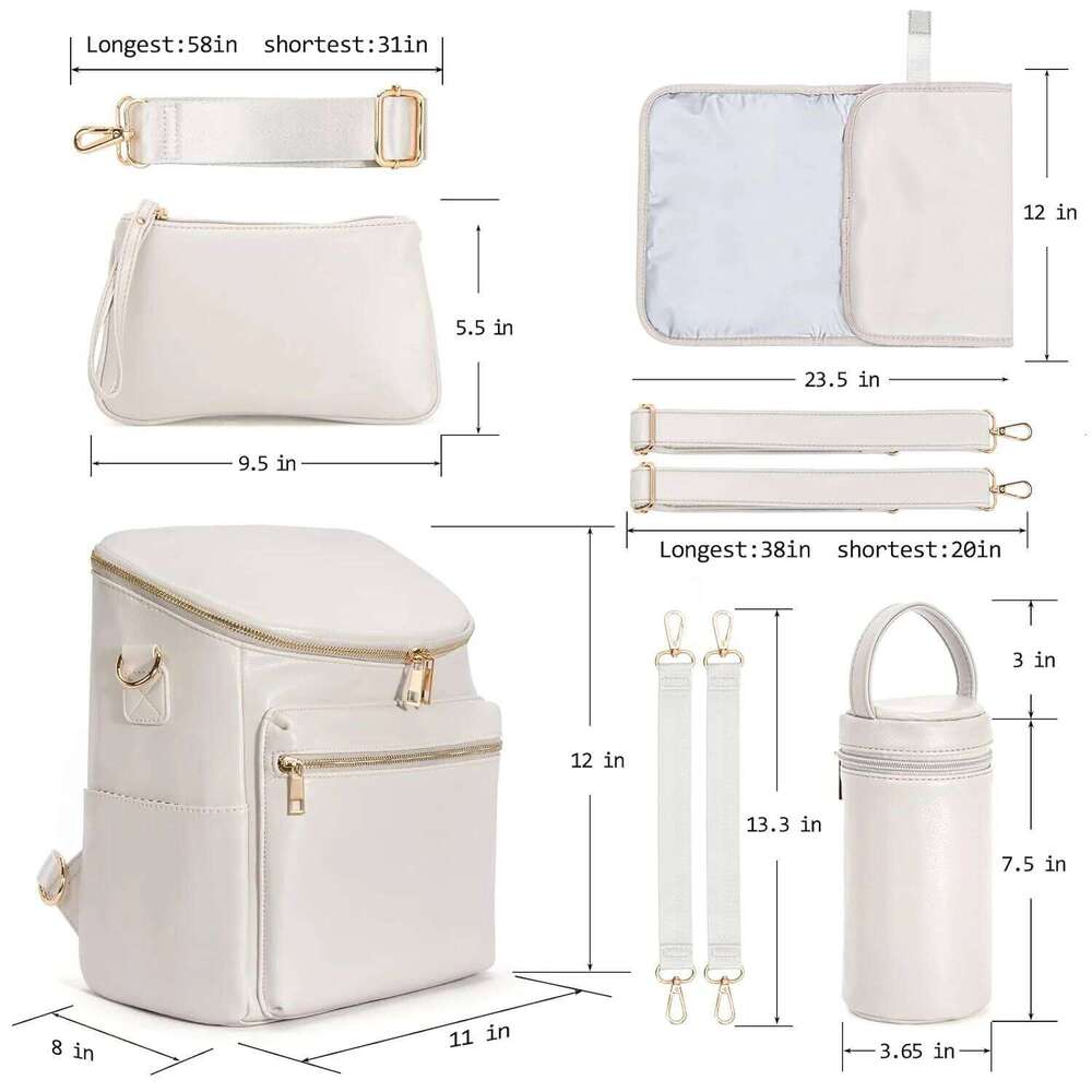 Diaper Leather Women Travel Backpack Baby Bag Large with Troller Straps Capacity for Wet Clothes