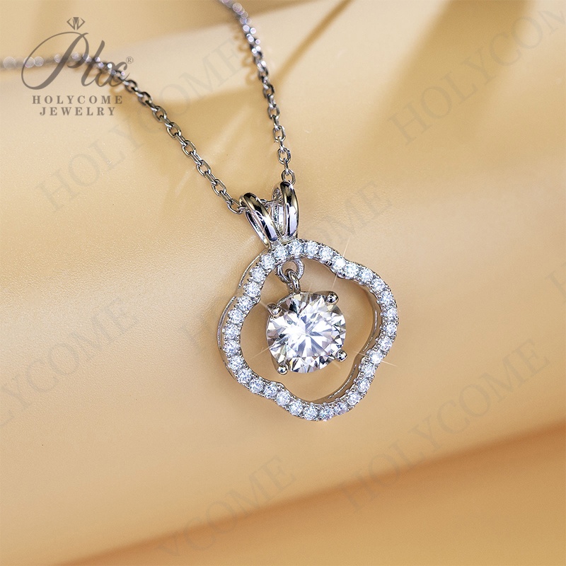 D Color VVS1 925 Sterling Silver Pendant Necklace 2CT Round Cut Engagement Wedding Fine Jewelry Gifts For Women Wholesale Price