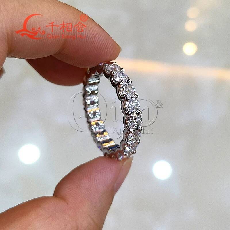 10K 14K 18K real gold 0.3ct 4mm round white moissanite Eternity Band Customizable Specifications ring Jewelry Rings Engagement