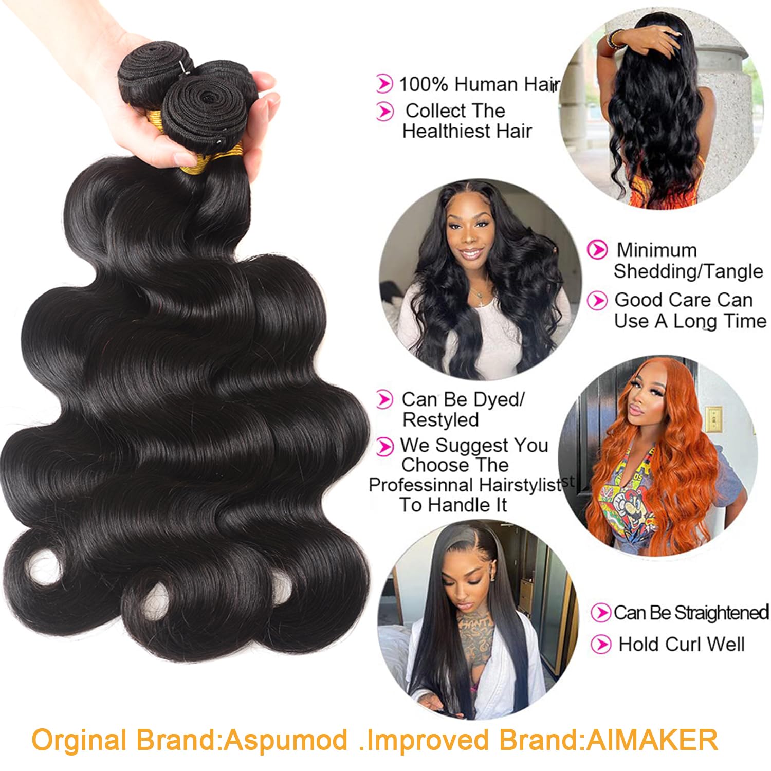 Body Wave Human Hair 3 Bundles 100% Unprocessed 10A Brazilian Raw Weave Bundle Human Hair Extensions for Black Women Natural Color