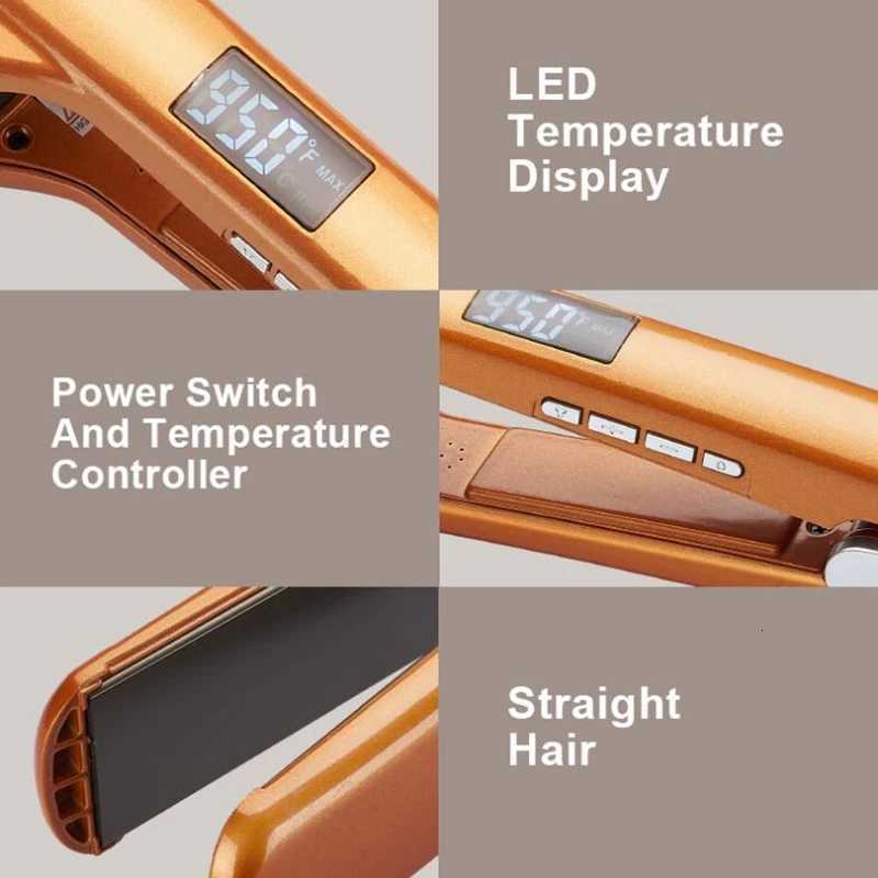 Professional Tourmaline Ceramic Hair Straightener LCD Display Flat Iron Fast Heat Curling and Straightening Salon W250814