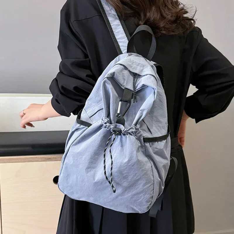 2025 New Junior High School Student Schoolbag Women Backpack Cloth Bag Casual Fashion Pleat High-Grade Backpack Women XJ250814