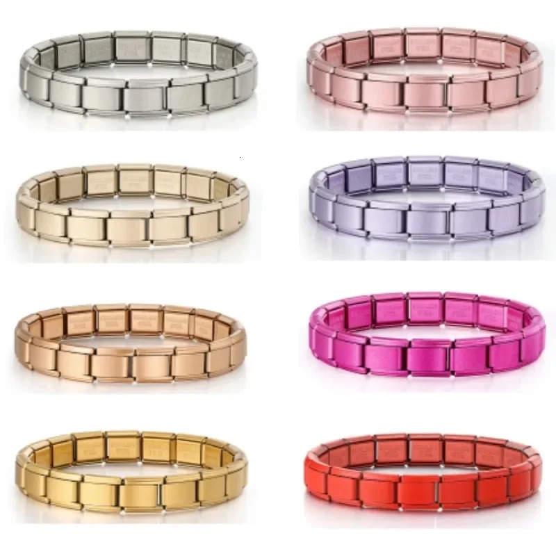 2025 Men and Women Starry Colors 18 Pieces Italian Charm Fit 9mm Stainless Steel Modular Bracelet Wholesale Jewelry 250812