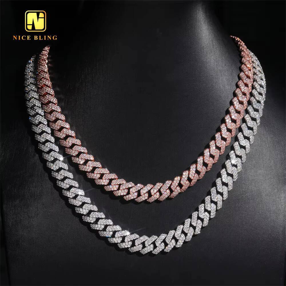 12mm Wholesale Price Iced Out CZ Stone Cuban Link Chain 925 Silver Men Hip Hop Jewelry Cubic Zirconia Diamond Necklace Bracelet