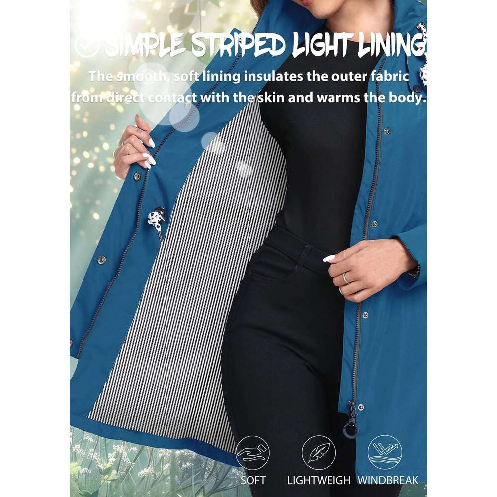 Waterproof Windbreaker Jacket Women's Softshell Fleece Lined Winter Ski Coat