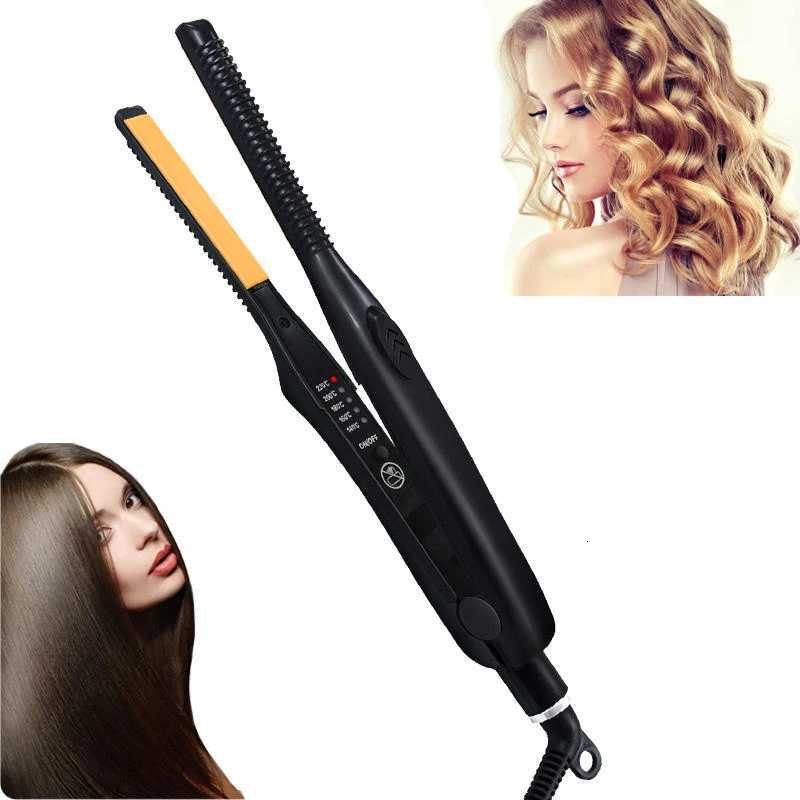 Professional Ceramic Flat Iron 2 in 1 Hair Straightener Short Hair Fluffy Pencil Hair Curler W250814