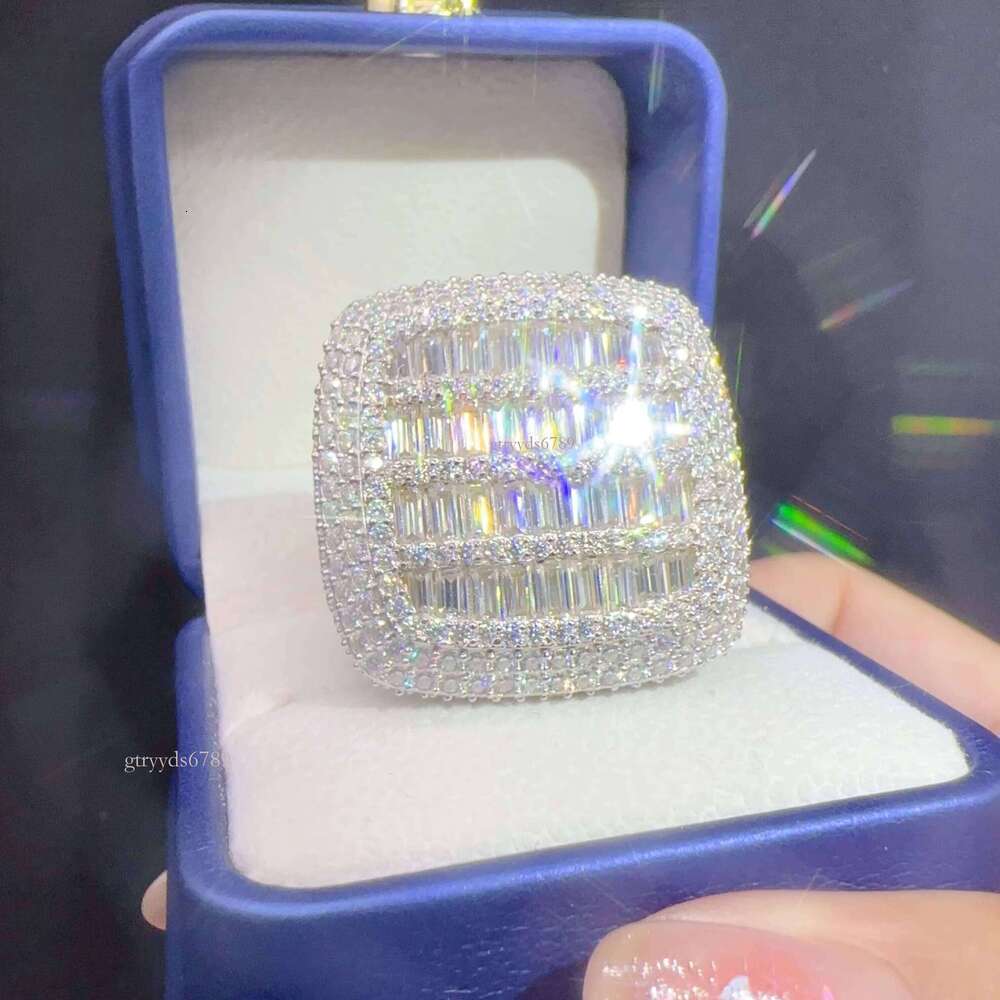 Ready to Ship Lan Dia Custom Sier Vvs Moissanite Iced Out Hip Hop Jewelry Mens Ring