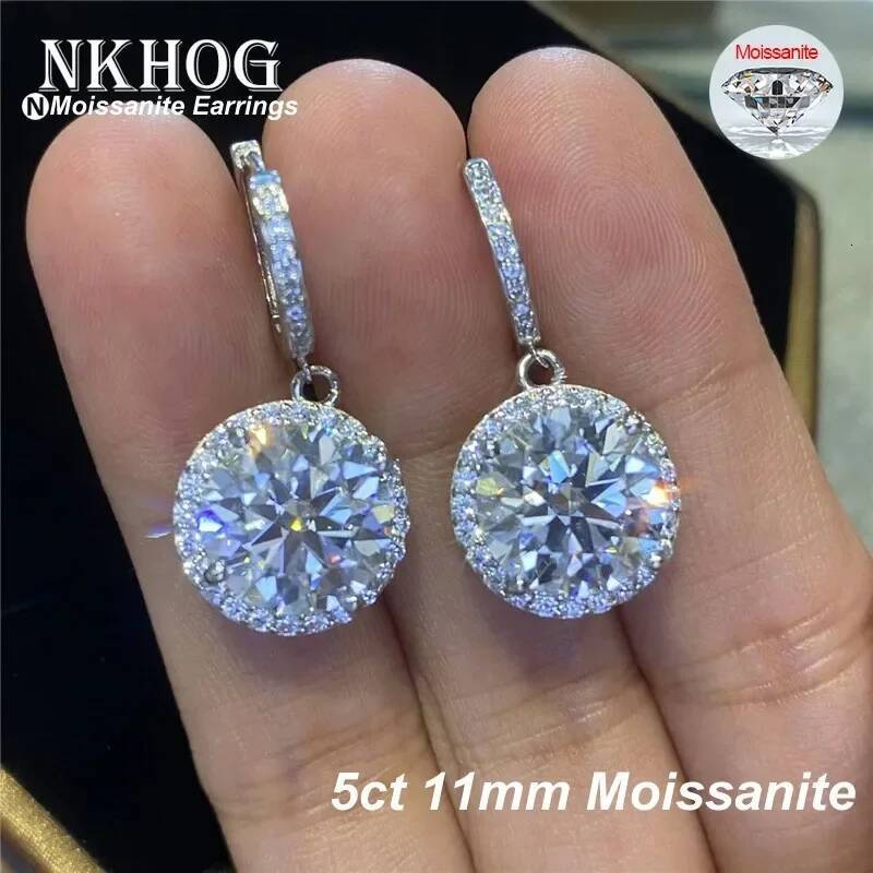 NKHOG 10CT a Pair Moissanite Drop Earrings For Women 925 Silver Big Diamond Ear Studs Best Gifts Fine Jewelry Pass Diamond Test