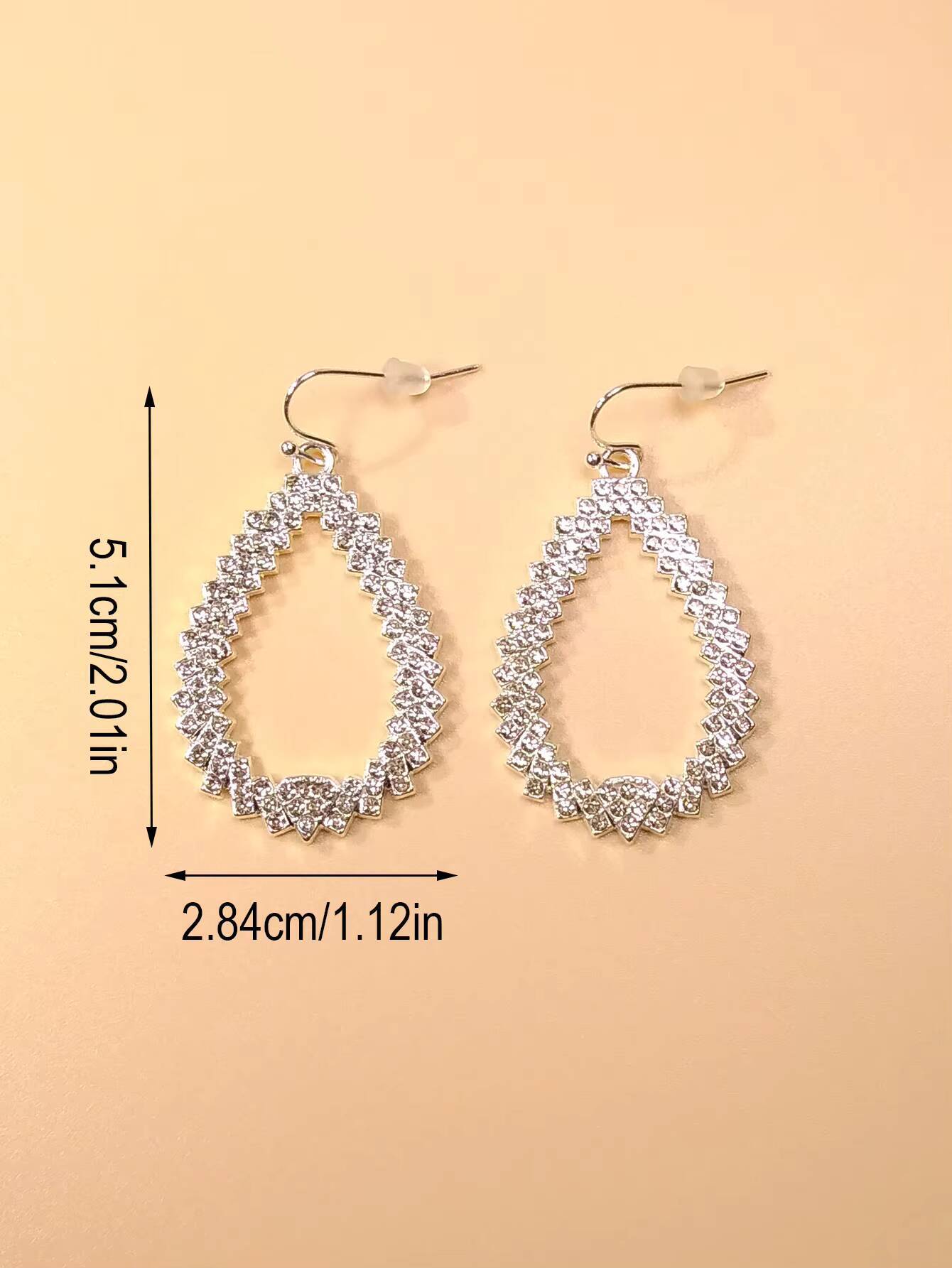 Fashionable Large Earrings, Exaggerated Hollow Women's Brooch-shaped Pendant, Double-layer Rhinestone Earrings
