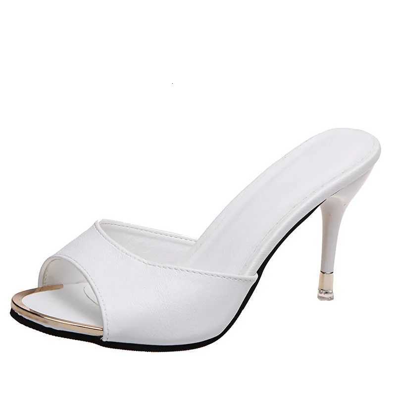 2025 Sexy Summer Thin High Heels Sandals Lady Pumps Fish Mouth Slip on Classics Shoes Women White Pink Wedding Party Shoes W250814