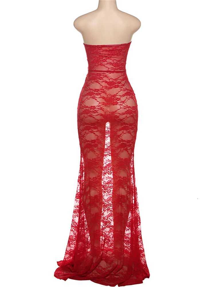 Nibber Lace Sexy Women Maxi Dress nning Coquette See Through Patchwork Strapless Bodycon Nightclub Dress XJ250814