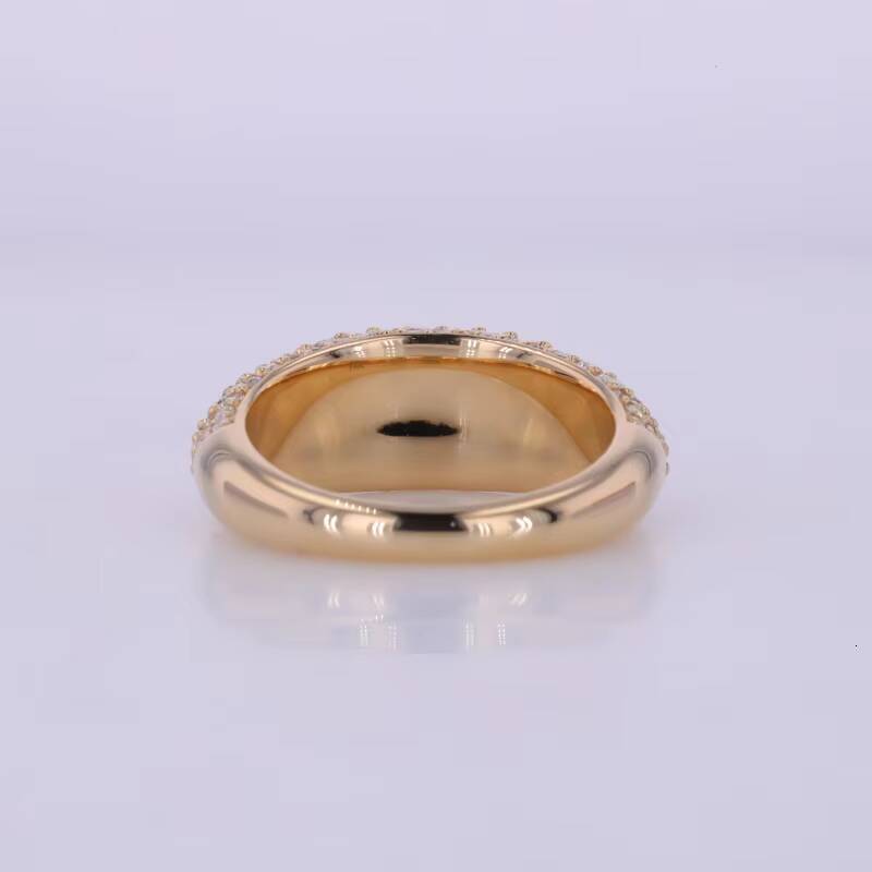 Starsgem Pave Dome Dia Ring 10K 14K Yellow Gold Round Briiliant Cut Lab Grown Dias Wedding Rings