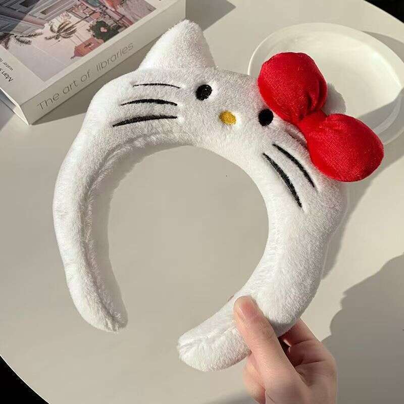 Plush Headband - Wide Soft Hair Band for Women with Bow (Pink/White) | Nuo Han Official Brand