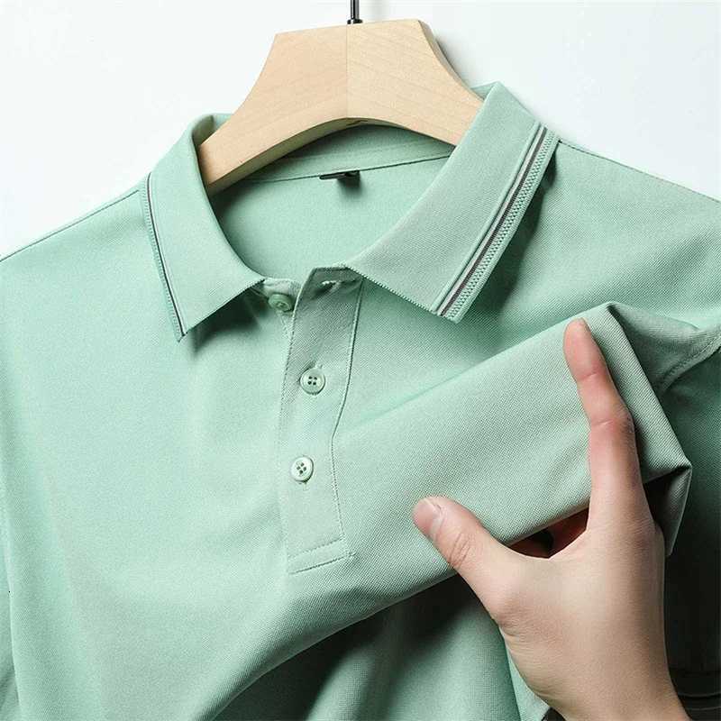 2025 New Mens Business Casual Short Sleeve Shirt Solid Color Polo Shirt Fashionable Breathable Comfortable Versatile Top XJ250804