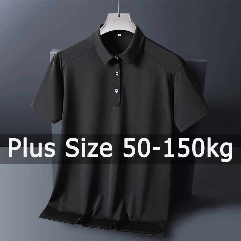9XL Plus Size Mens Polo Shirt 150kg Korean Loose Shirt Polos Collar Short Sleeve Tee Men Casual Formal Big Size Oversized Tops XJ250804