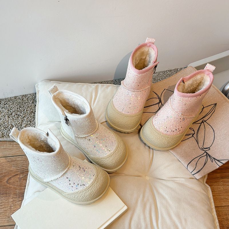 New 2025 Winter Kids Snow Fashion Children Warm Boots Boys and Girls Shoes Kidsnest Toddler Warm Ankle Zip Anti-slip Shoes Sizes US9C-US5Y