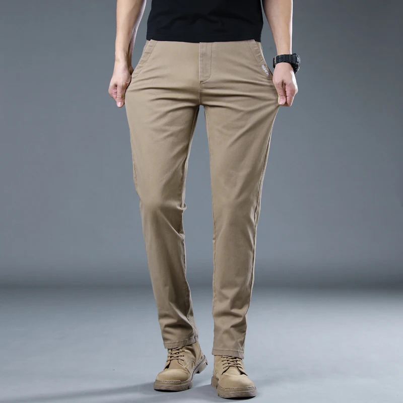 Casual Mens 98%Cotton Gray Khaki Work Wear Pants Korean Male Y2k Clothing Jogger Cargo Trousers Plus Size Business Pants 250813