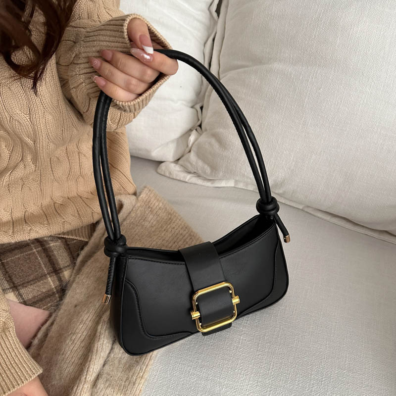 Luxury Brand Designer Bag Underarm Bag Retro Solid Color Belt Buckle Niche Design Single Shoulder Bag Casual Versatile Simple Commuter Bag For Women W