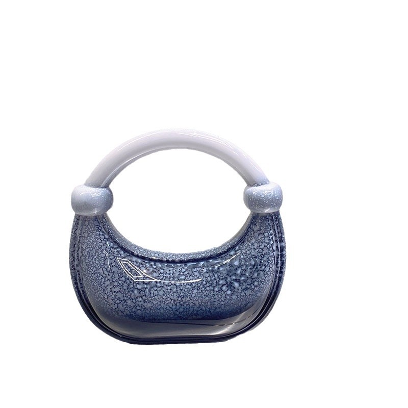 Chic Acrylic Evening Clutch - Modern Crescent Shape for Stylish Occasions