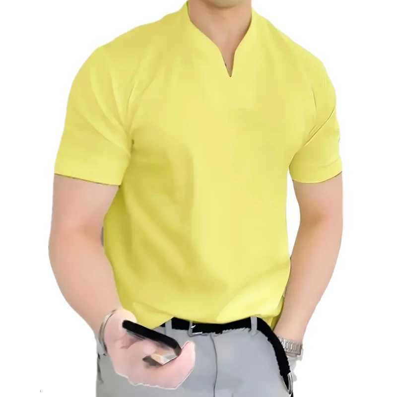 2025 Mens T-Shirt Pure Color V Collar Short Sleeve Tops Tees Men T-Shirt Black Tights Men T-Shirts Fitness For Men Clothes XJ250804