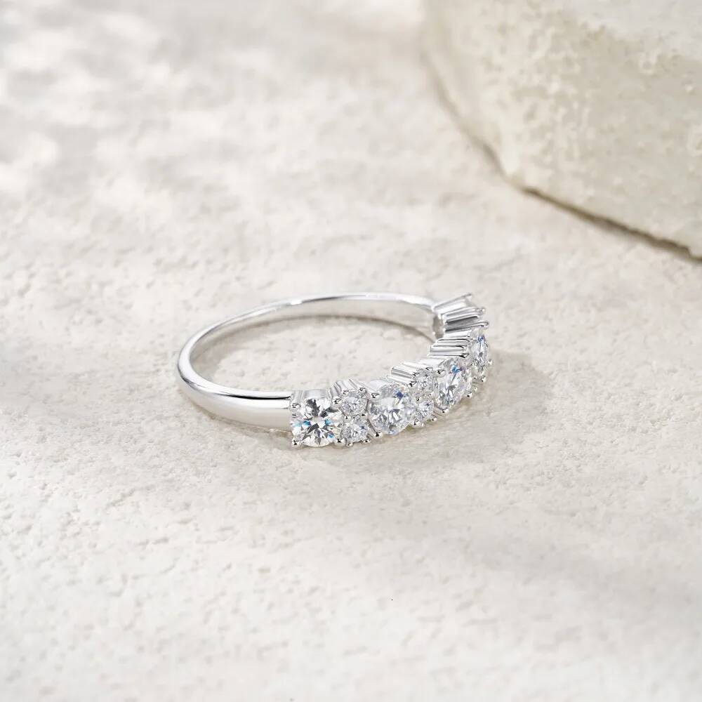 NKHOG Full GRA Certified Moissanite Rings For Women 925 Sterling Silver Eternity Round Cut Diamond Band 18K Plated Fine Jewelry