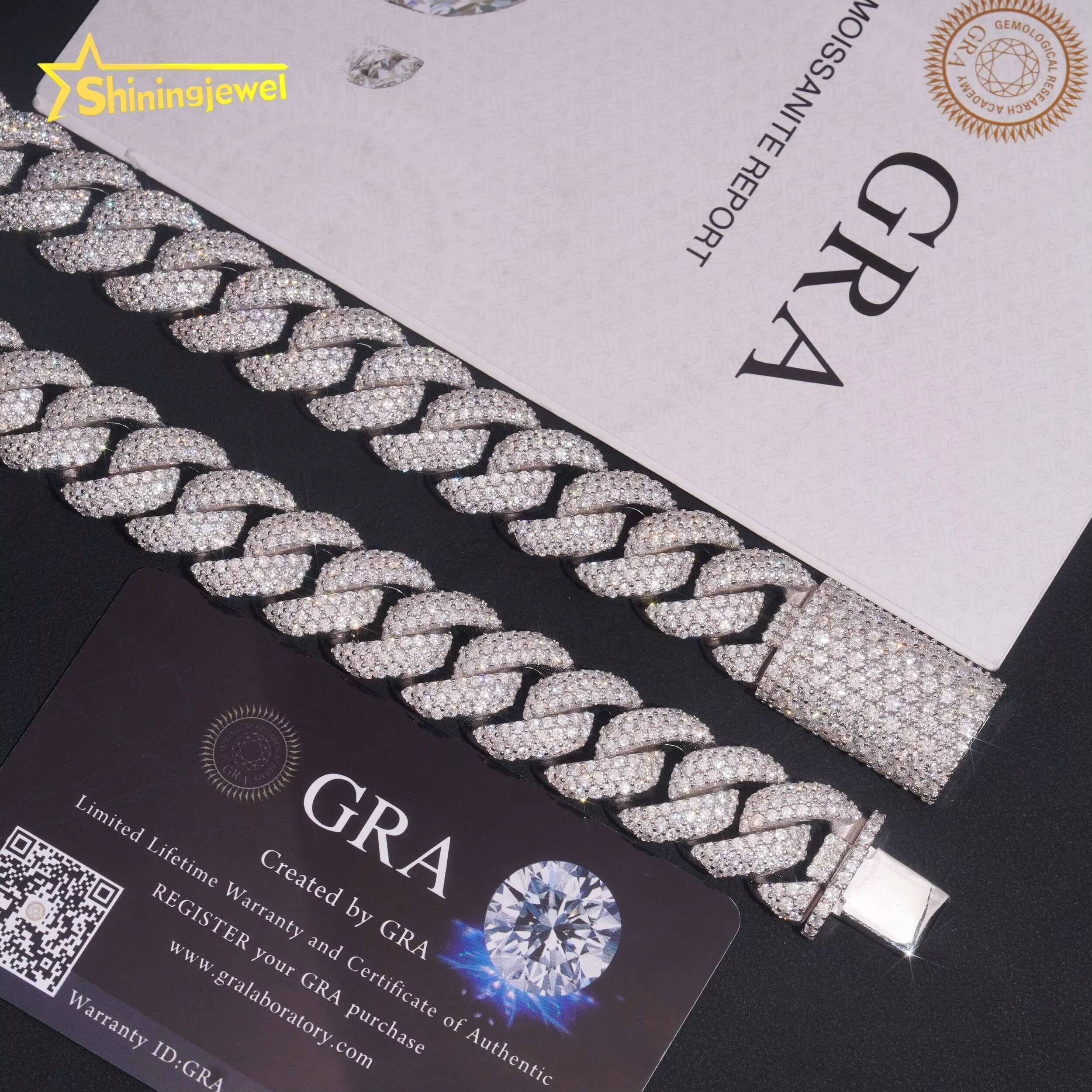 Sier Jewelry Pass Dia Tester 16mm Width Hip Hop Mens Iced VVS Moissanite Cuban Link Chain