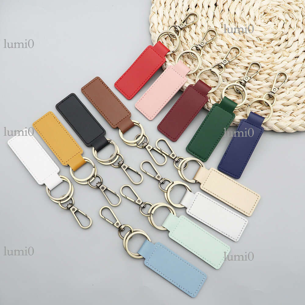 PU Leather Keychain Double-Sided Stitching Printable Bag Pendant Business Small Gift