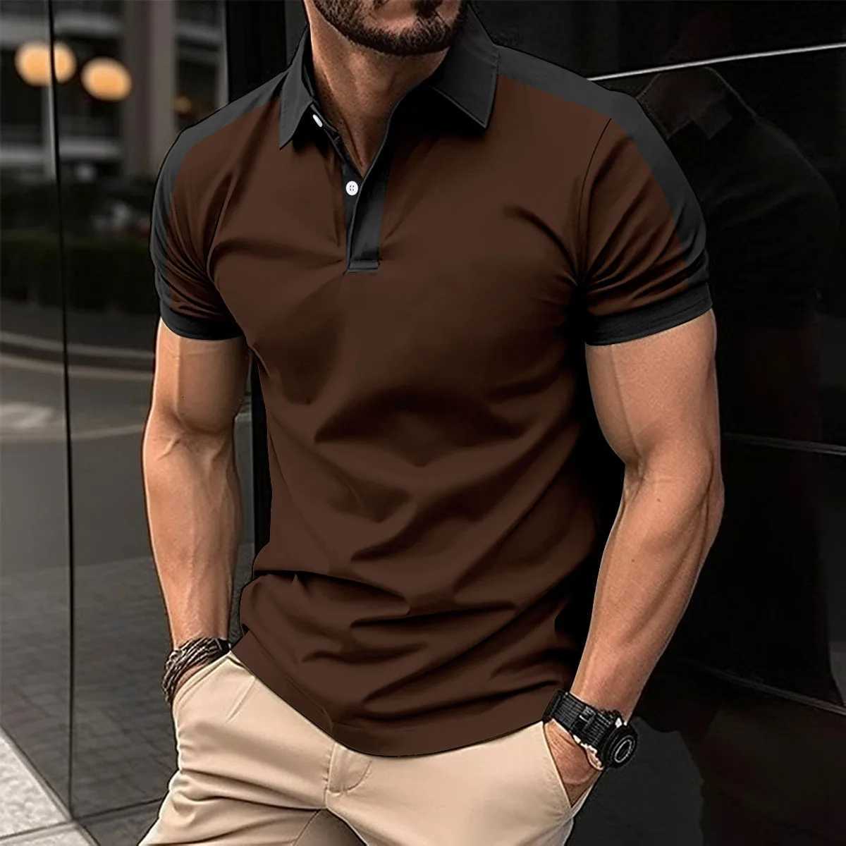 2025 Summer Mens Casual Solid Color Breathable Short-Sleeved Top with Polo Shirt Men XJ250804