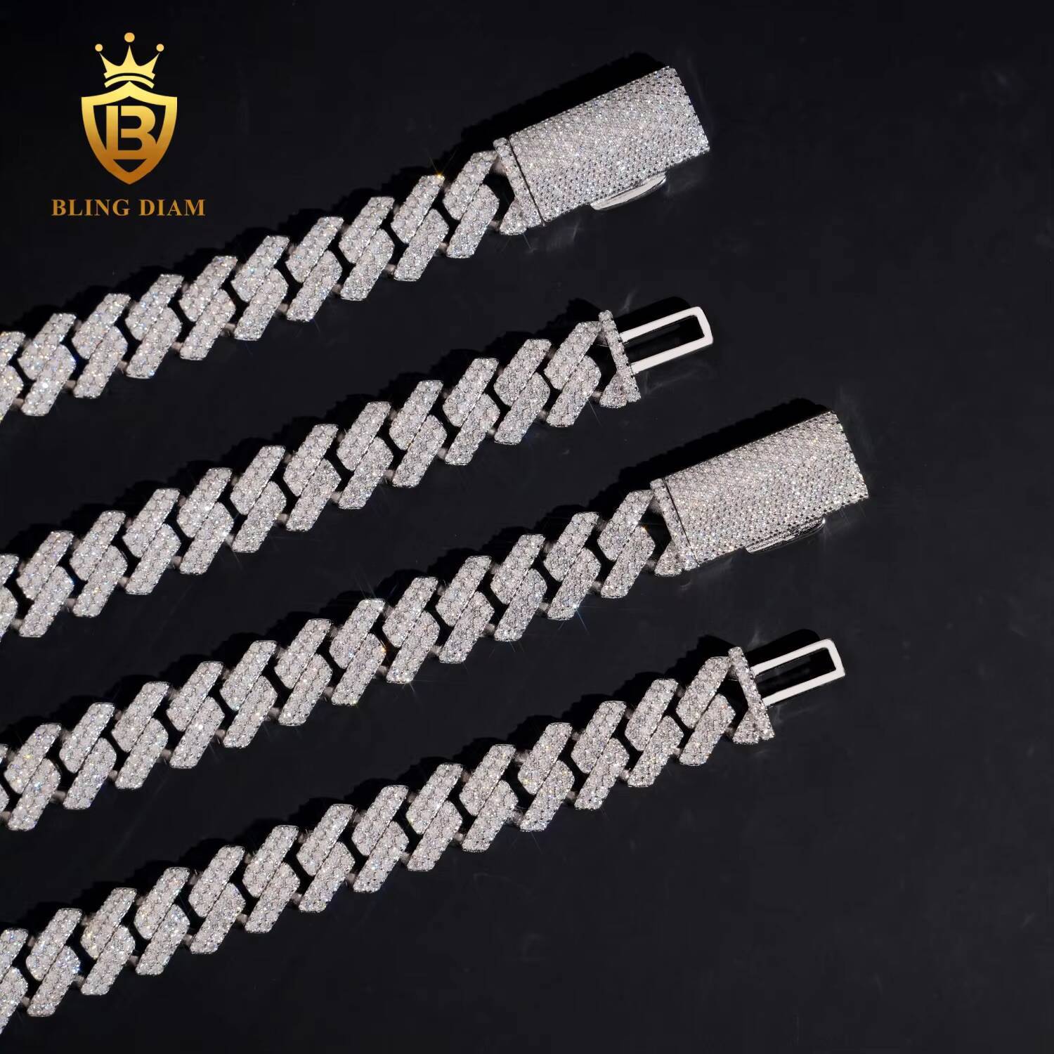 Hip Hop Style Pass Diamond Tester 13mm Vvs Moissanite Cuban Necklace Iced Out 925 Silver Cuban Link Chain for Men Women