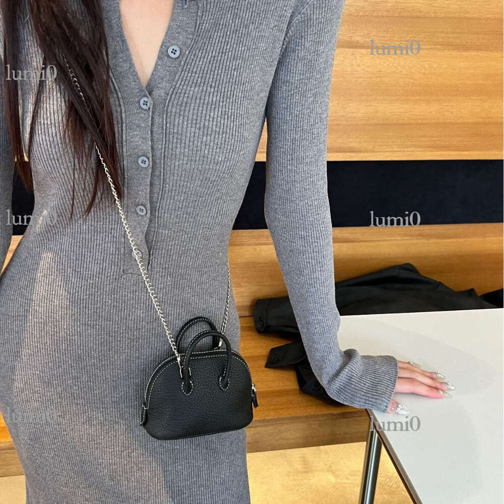 Versatile Mini Shell Top Layer Cowhide Bowling Genuine Leather Women's Handbag Shoulder Crossbody Chain Bag for Women