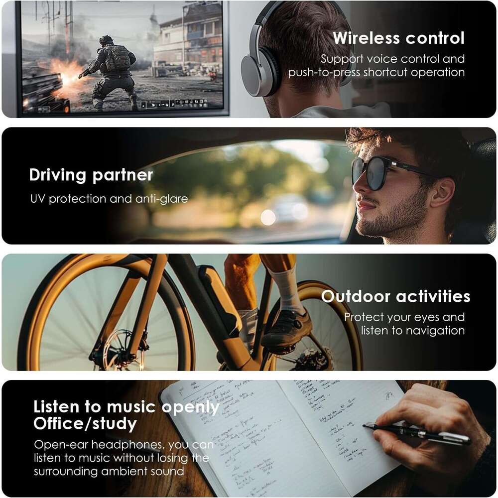 GetD Glasses, Translator Powered by ChatGPT, AI Assistant, Bluetooth Men and Women, Polarized Sunglasses, Audio Smart for Gaming, Travel, Meetings, Me