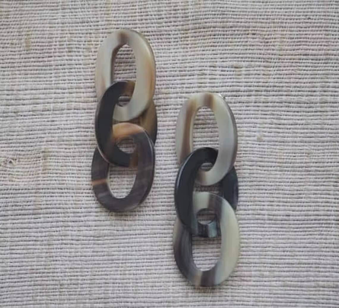 Buffalo Horn Earrings| Natural Craft Round Fashion Earrings with Steel Appearance| Bulk Jewelry