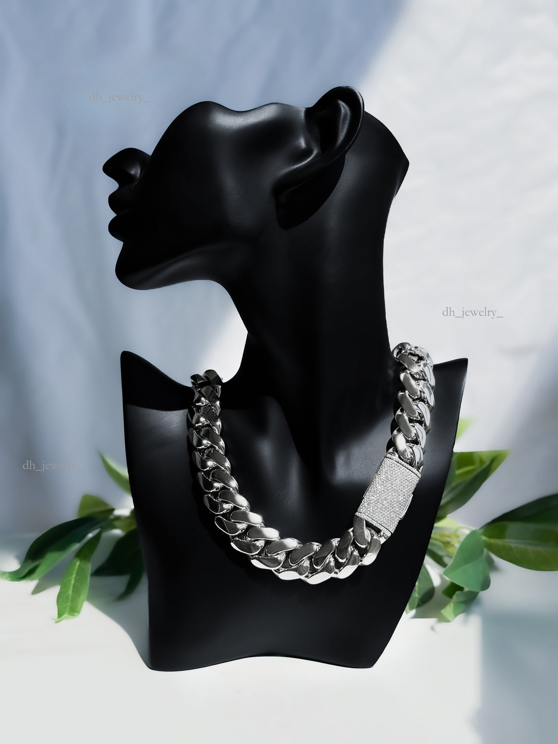 20mm Heavy sier Miami cuban link chains and bracelets with VVS1 Moissanite box clasp, gold plated iced out chain, Boyfriend gift ideas