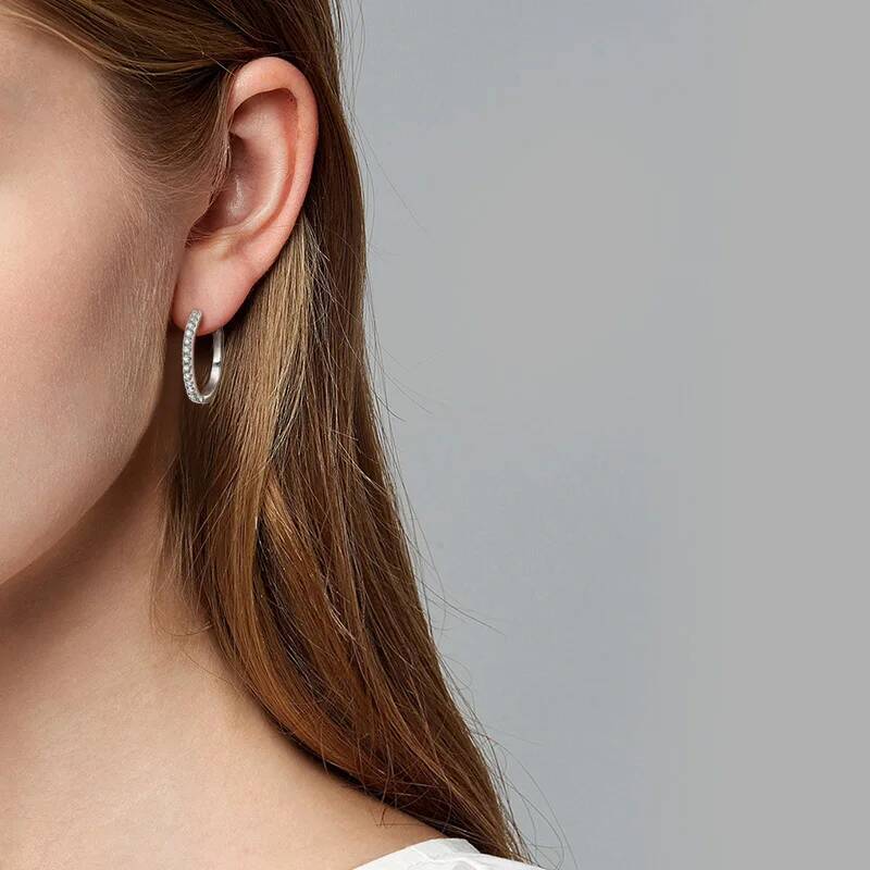 KNOBSPIN D VVS1 Hoop Moissanite Earrings for Women GRA Certified Brilliant Diamond Solid s925 Silver Plated 18k Wedding Earring