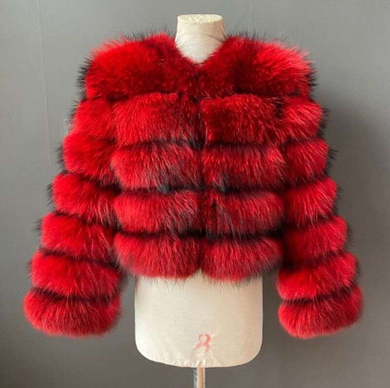 Women's coat imitation raccoon splicing artificial fur