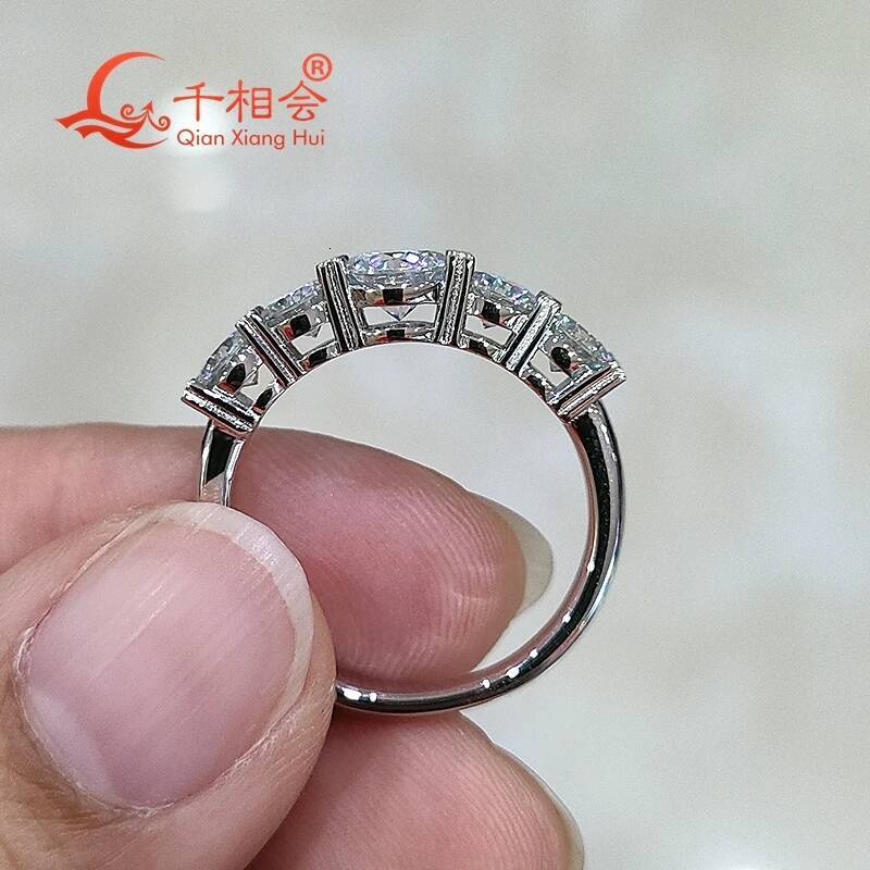 925 Silver D VVS Moissanite Ring 5.5mm Main Stone 4mm round Shape Men Women Diamond Jewelry Wedding Dating Gift Fine Jewelry