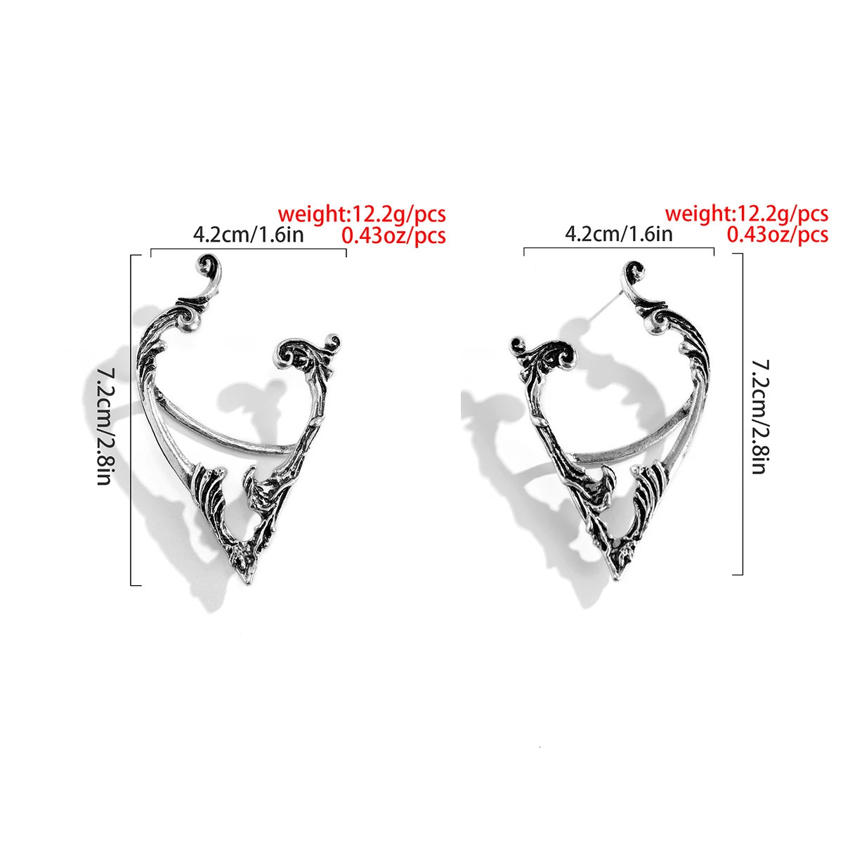 1Pair Goth Punk Fairy Elf Ear Cuff Earrings for Women Trendy Vintage Piercing Clip Earring Halloween Jewelry Accessories Gift 250812