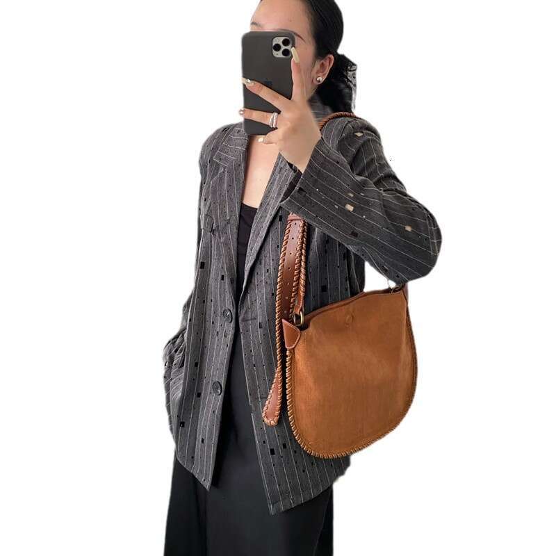 Designer Bag Tote Shoulder Niche Design Matte Suede Woven Saddle Underarm For Women New Autumn Winter Large Capacity Bag