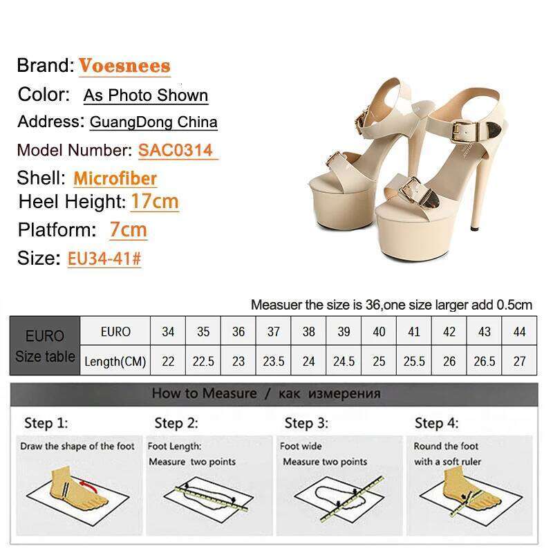 New 17CM Elegant Women Platform High Heeled Sandal Woman Buckle Fashion Trendy Women's Design Shoes Party 2024 Large Size