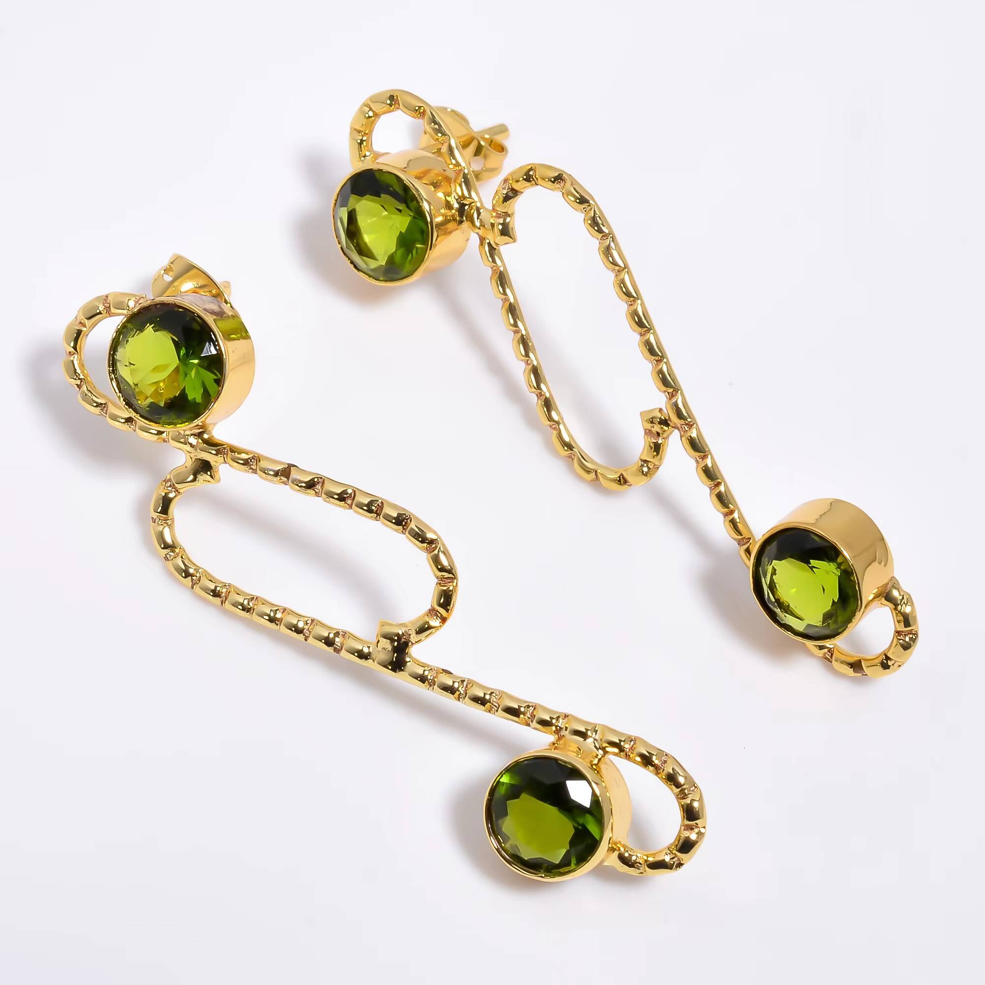 Beautiful 14k Gold Plated Fashion Earrings for Women Handmade Unique Brass Jewelry