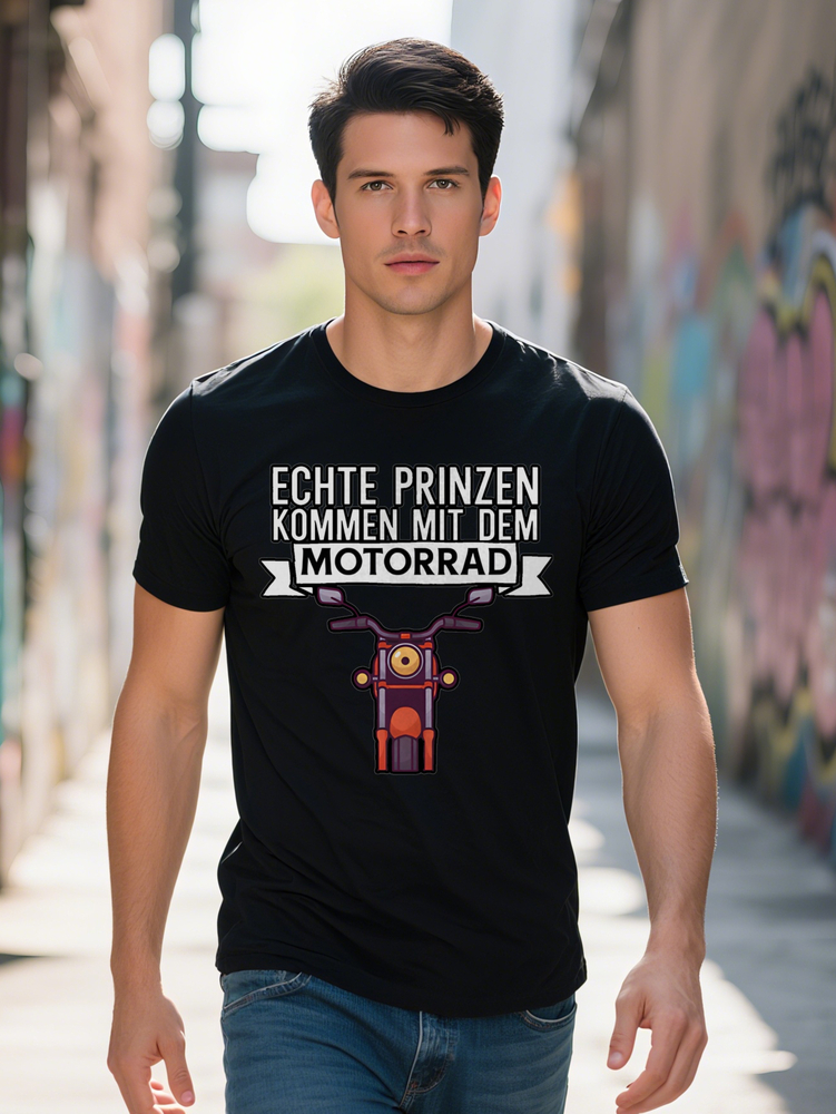 Men S Motorcycle Graphic T Shirt Ich Bauchreden Humorous Print Black Crew Neck Tee Lightweight Summer Casual Wear